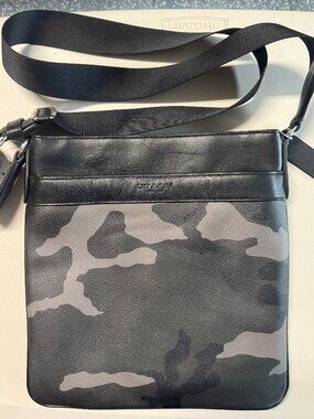 NWT Coach Black Messenger Bag with Camouflage Design